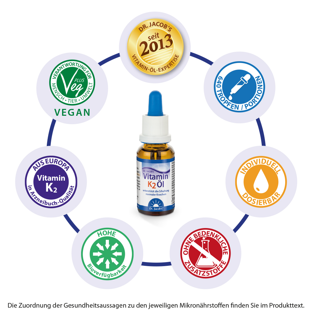 Dr. Jacob's Vitamin K2 Öl Alltrans MK7 640 Tropfen vegan
