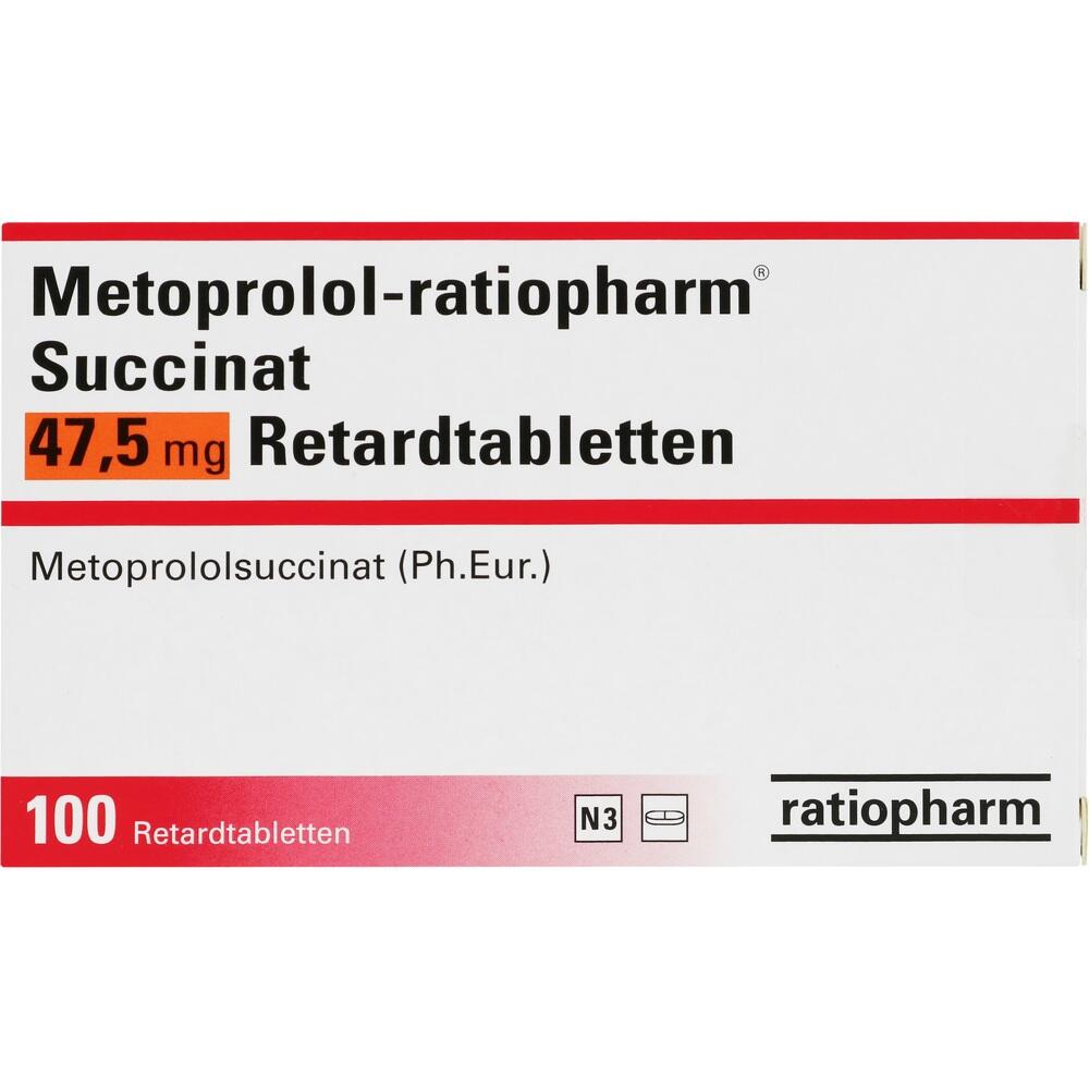 Metoprolol-ratiopharm Succinat 47,5mg 100 St Retard-Tabletten