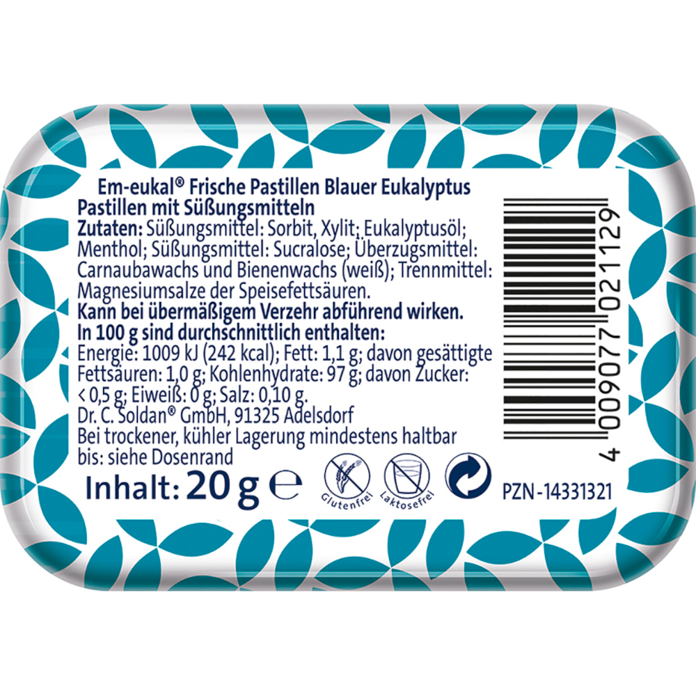 Em-eukal Frische Pastillen BLAUER EUKALYPTUS ZUCKERFREI 20 g Pastillen