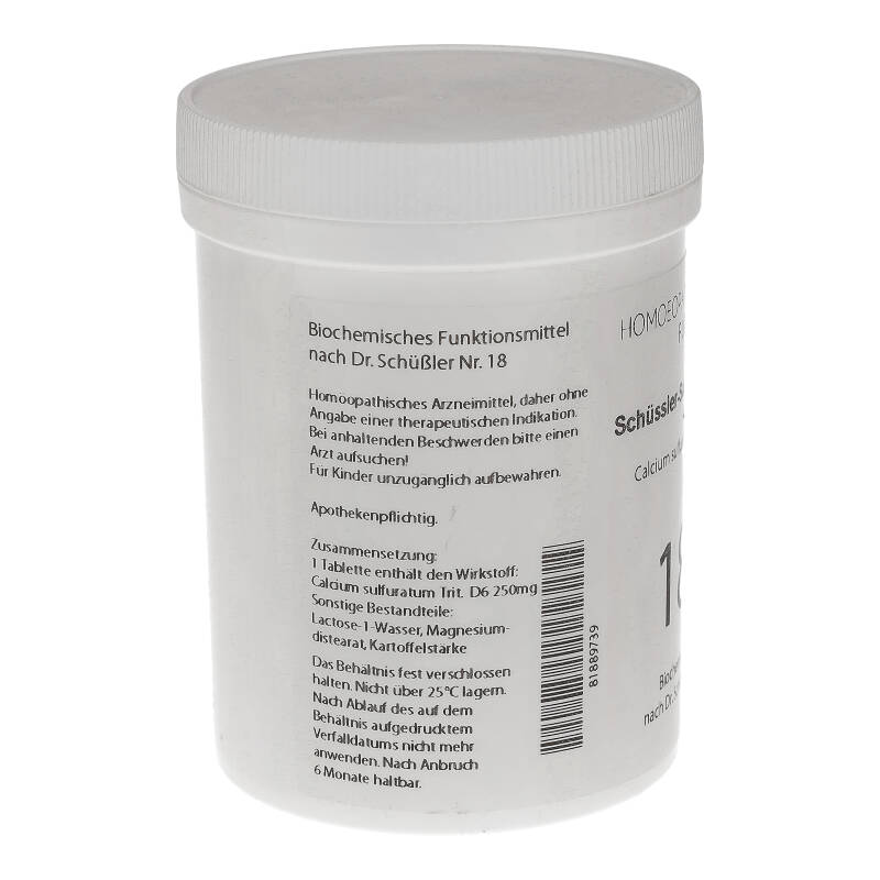 HOMOEOPATHIEFUCHS Schüssler-Salz Nummer 18 Calcium sulfuratum D6 Biochemie 1000 St Tabletten