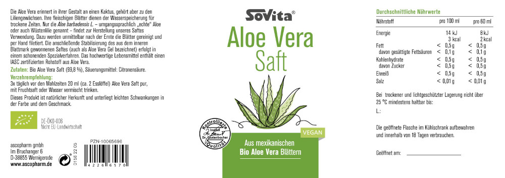 sovita Aloe Vera Saft 1000 ml Saft