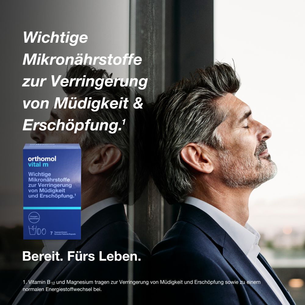 orthomol vital m - Mikronährstoffe für Männer - mit B-Vitaminen, Omega-3 und Magnesium - Granulat