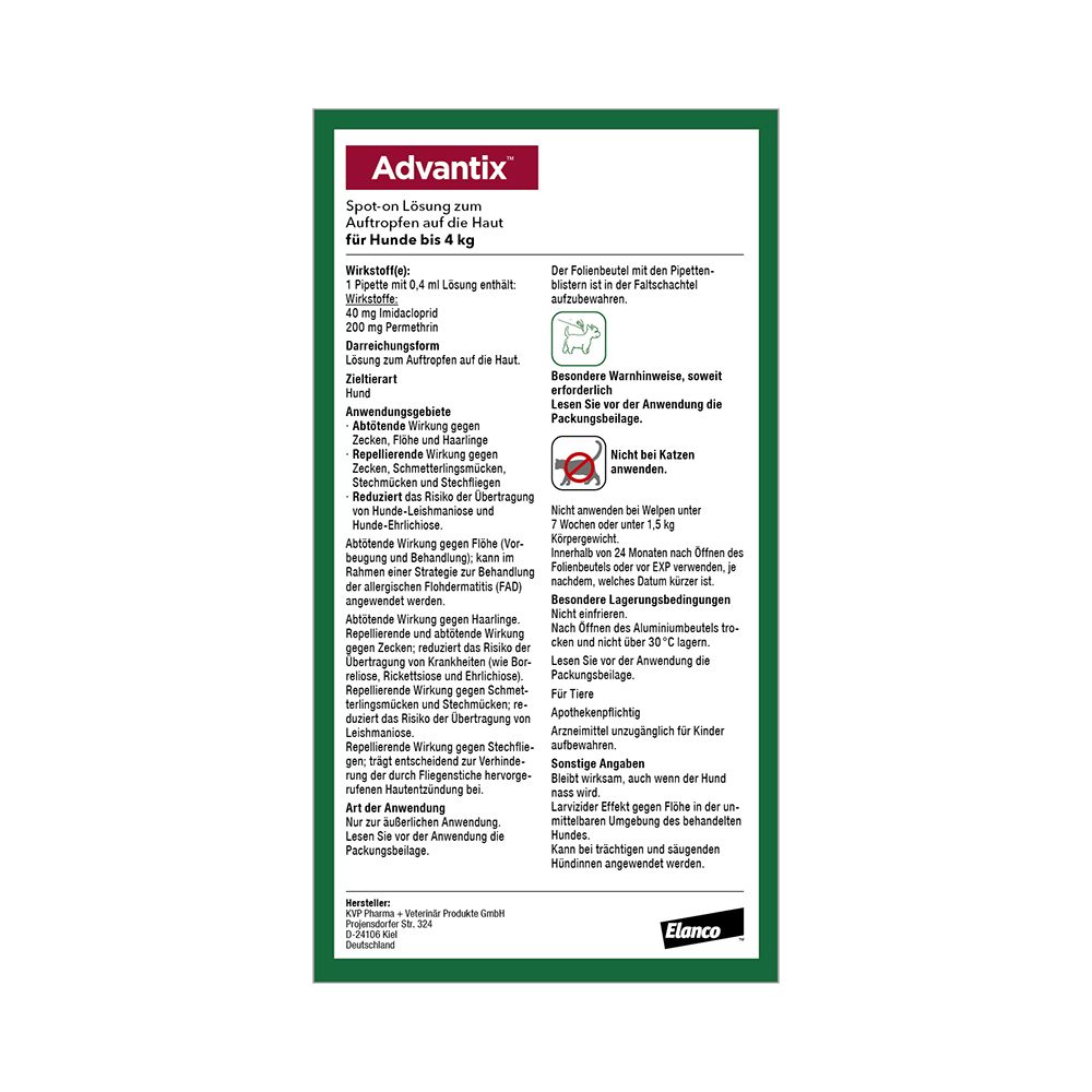 ADVANTIX SPOT-ON HUND BIS 4KG 4 St Lösung