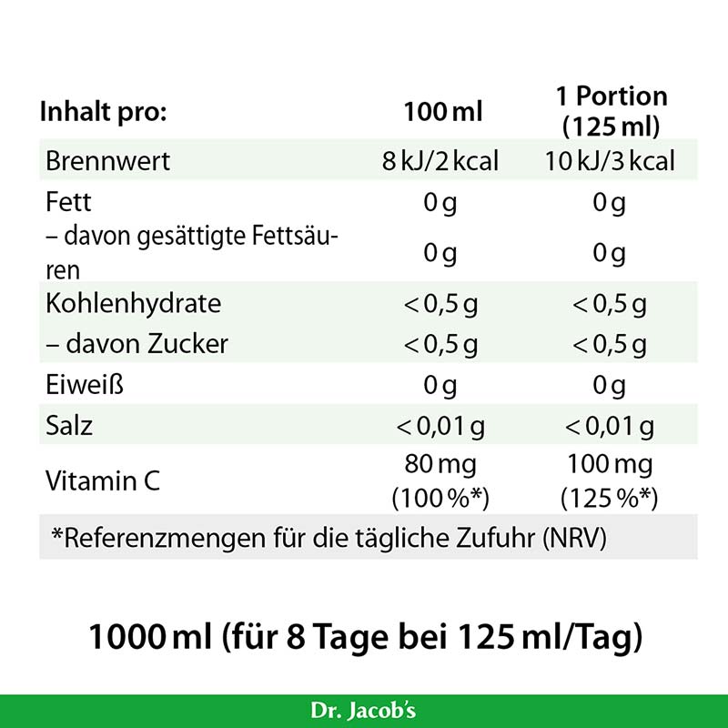 Dr. Jacob's Aloe Vera Gel Saft Bio Rohkost-Qualität Acerola