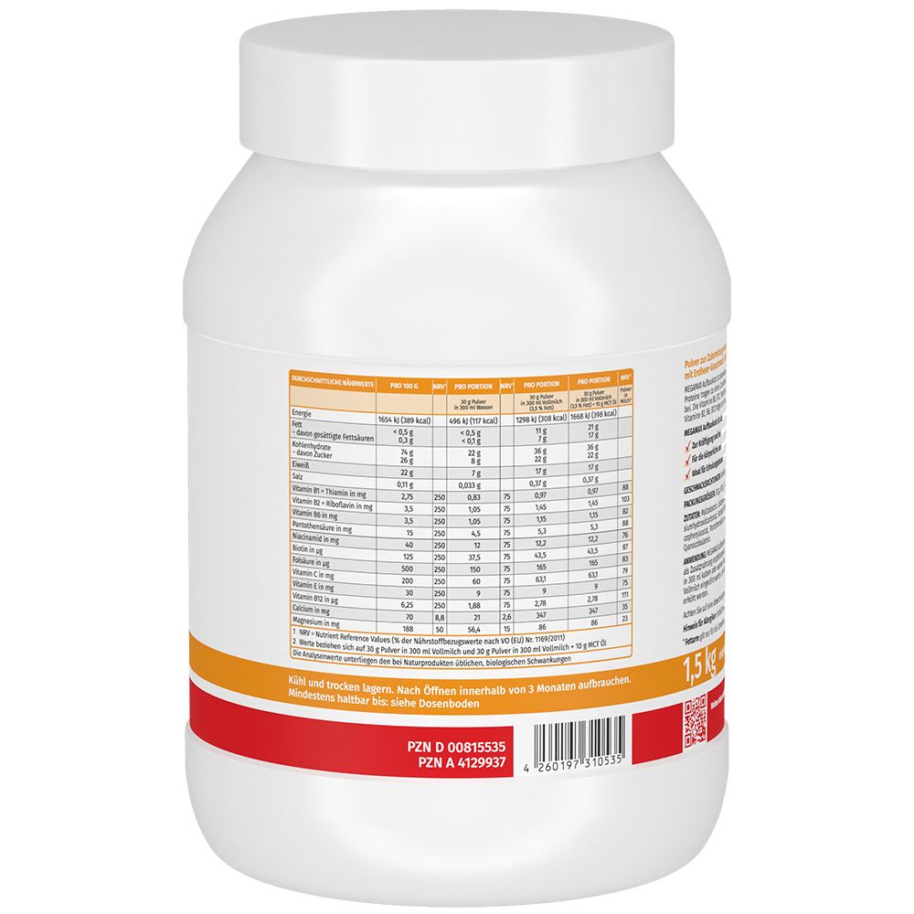 MEGAMAX Aufbaukost Erdbeere Pulver 1.5 kg Pulver