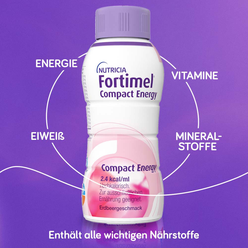 Fortimel Compact Energy Trinknahrung Erdbeere 8X4X300 ml Flüssigkeit