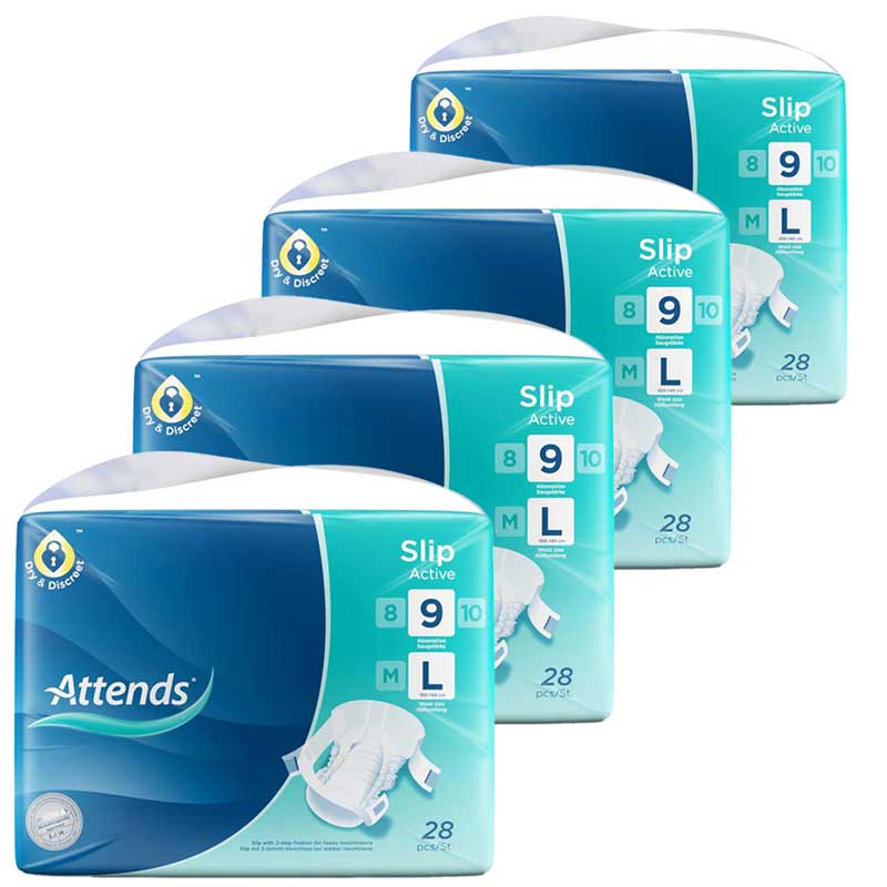 ATTENDS Slip Active 9 large Box 4X28 St