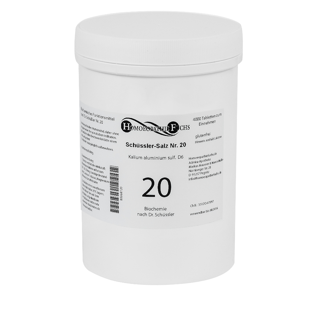 HOMOEOPATHIEFUCHS Schüssler-Salz Nummer 20 Kalium aluminium sulfat D6 Biochemie 4000 St Tabletten
