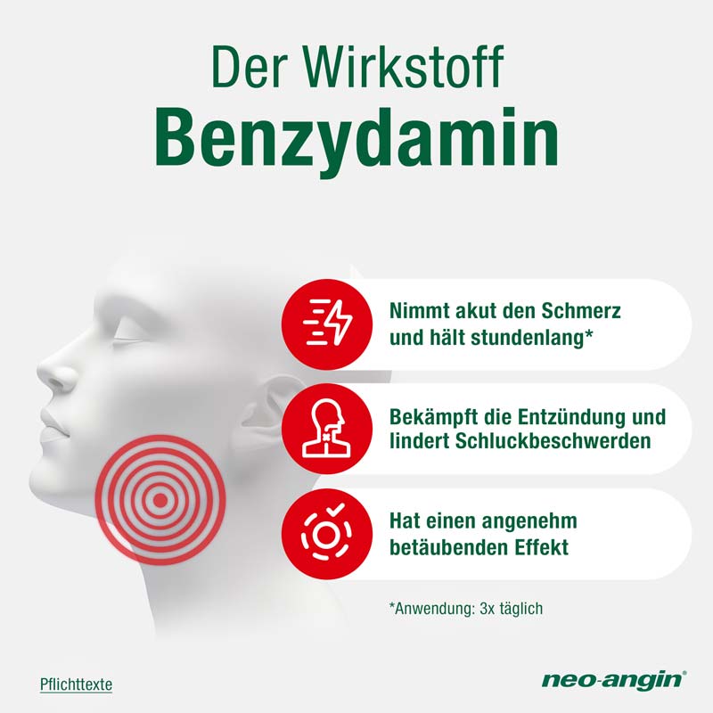 neo-angin BENZYDAMIN gegen AKUTE Halsschmerzen 20 St Lutschtabletten