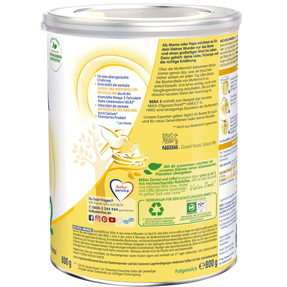 Nestle BEBA HMO 2 FOLGEMILCH 800 g Pulver