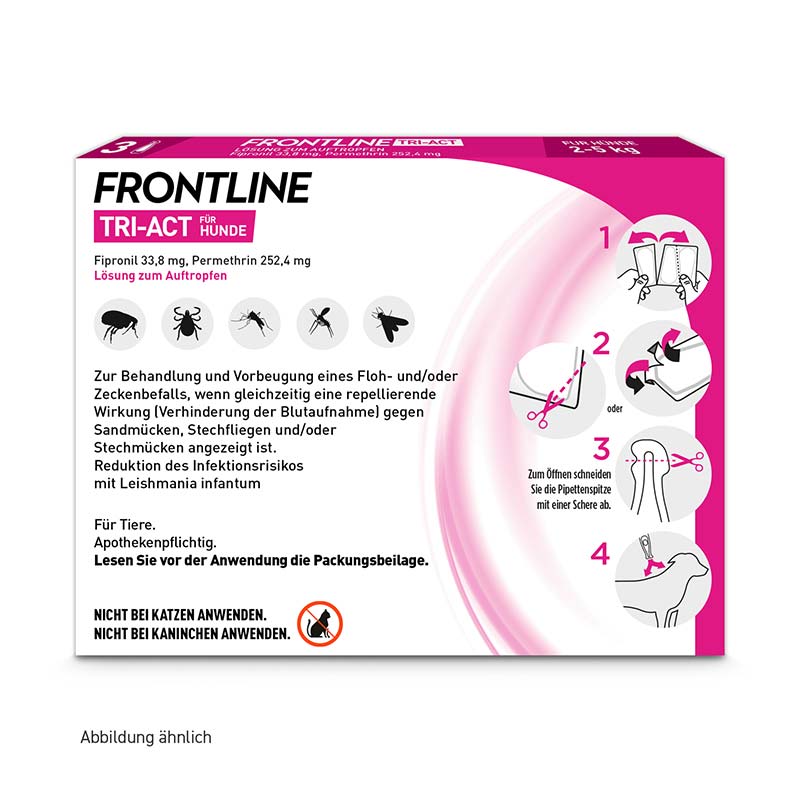 FRONTLINE TRI-ACT gegen Zecken, Flöhe und fliegende Insekten für Hunde XS (2-5 kg)  3 St Lösung
