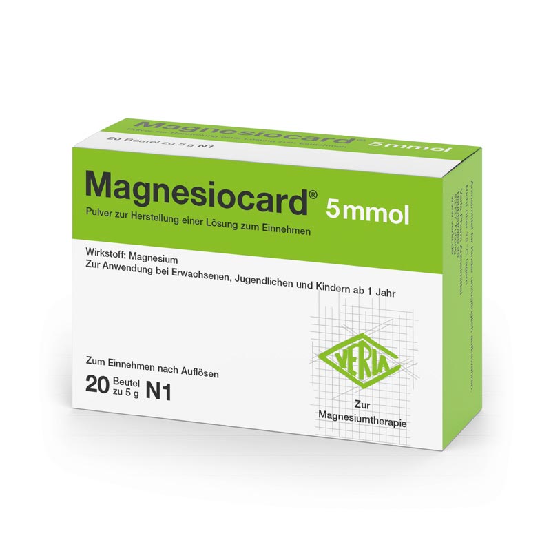 MAGNESIOCARD 5 mmol Plv.z.Her.e.Lsg.z.Einnehmen 20 St Pulver zur Herstellung einer Lösung zum Einnehmen