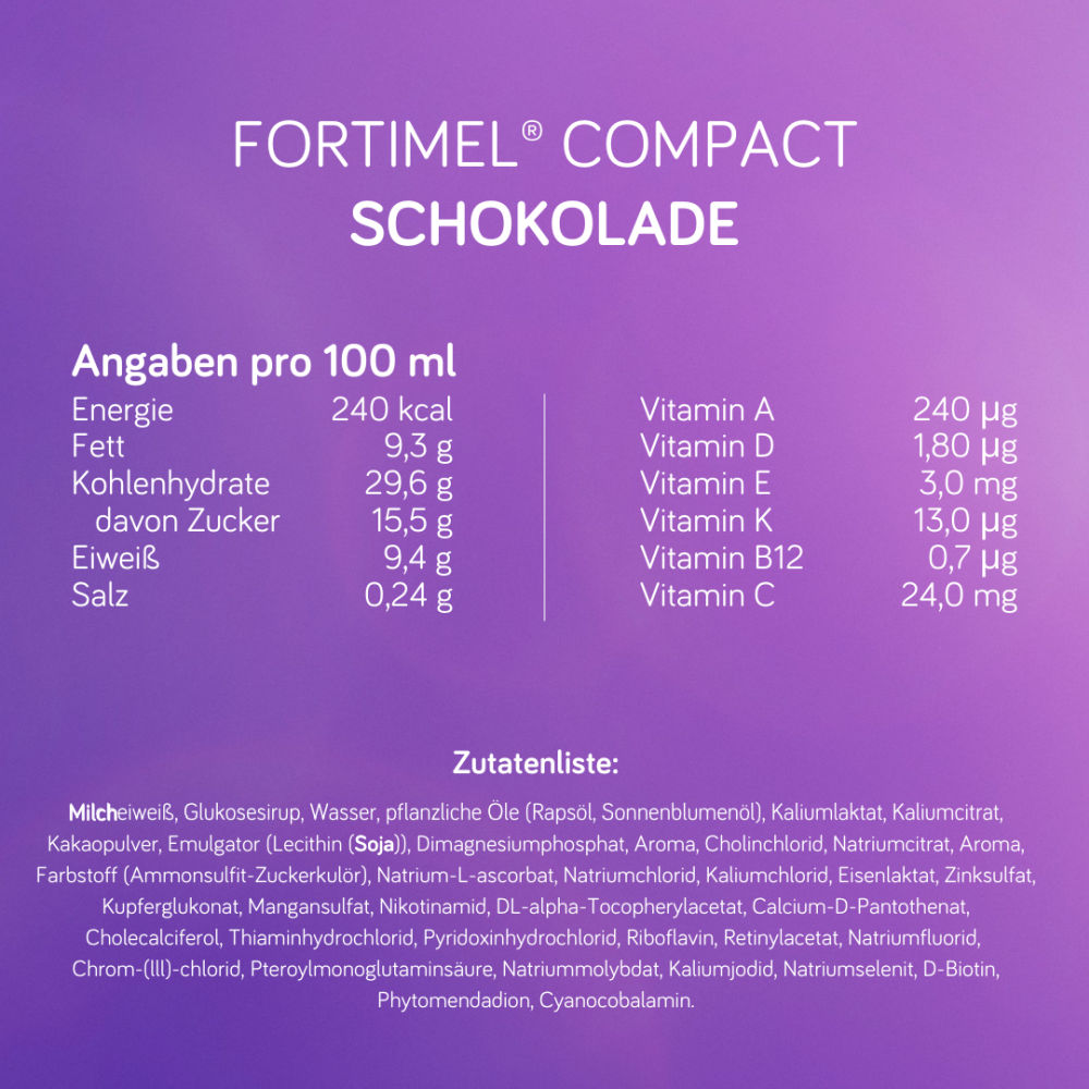 Fortimel Compact 2.4 Trinknahrung Schokolade 4X125 ml Flüssigkeit