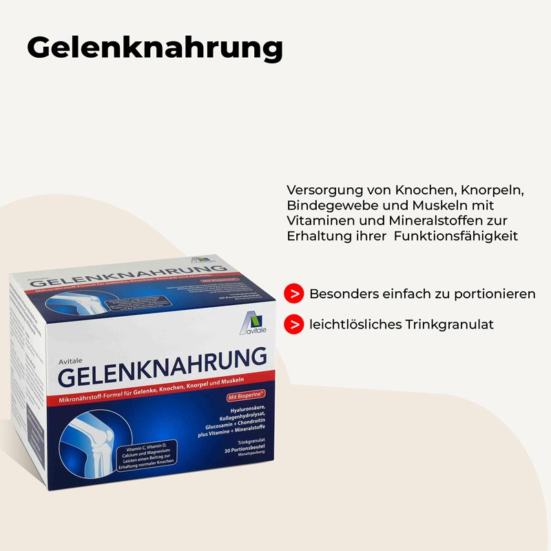 Avitale GELENKNAHRUNG+Hyaluronsäure Trinkgranulat 30X15 g Beutel