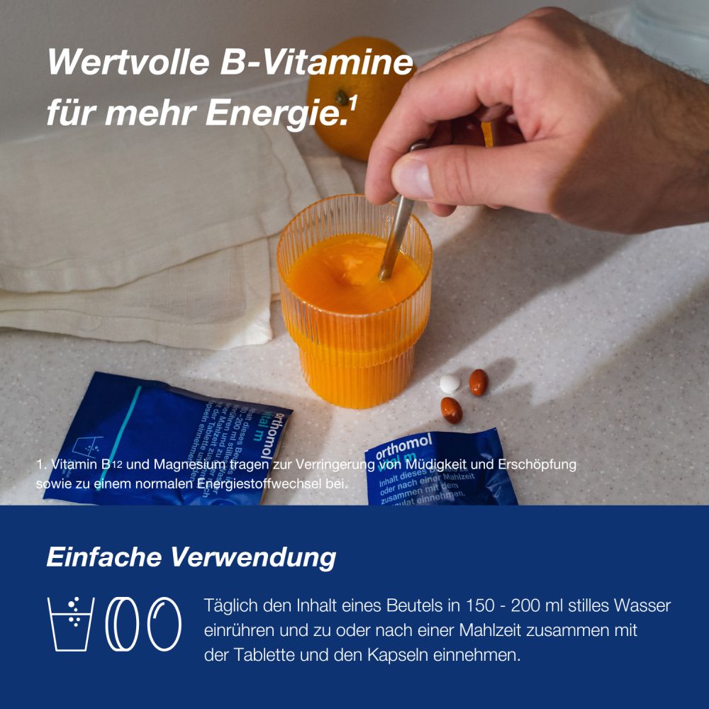orthomol vital m - Mikronährstoffe mit B-Vitaminen, Omega-3 und Magnesium - Granulat
