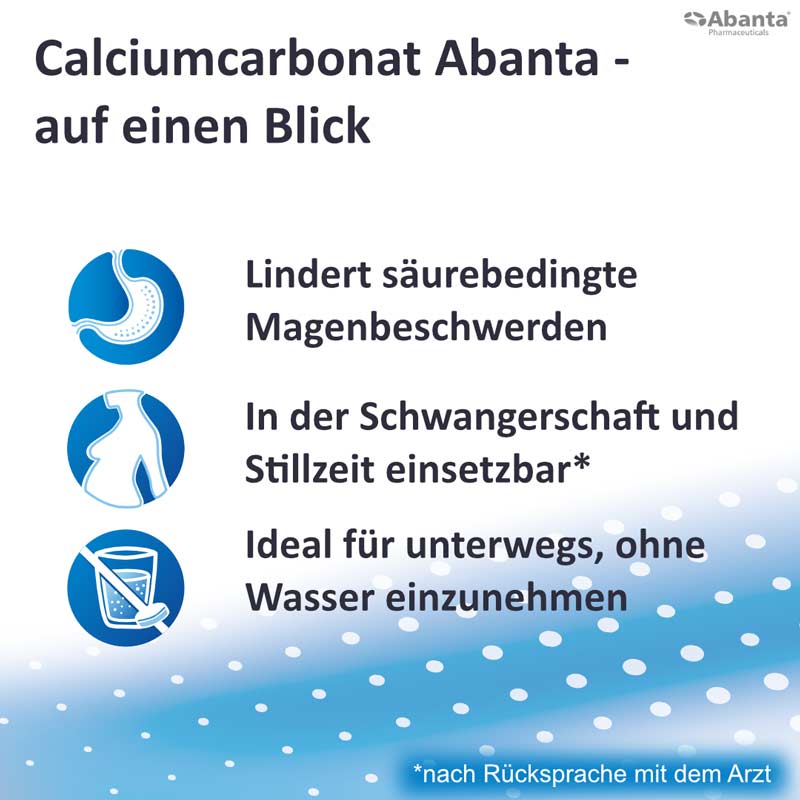 Calciumcarbonat Abanta 500 Mg Kautabletten  100 St Kautabletten