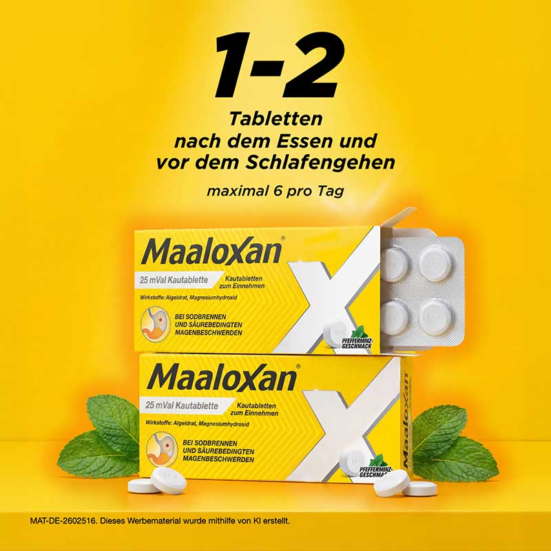 MAALOXAN Kautabletten bei Sodbrennen & Magenschmerzen 20 St Kautabletten