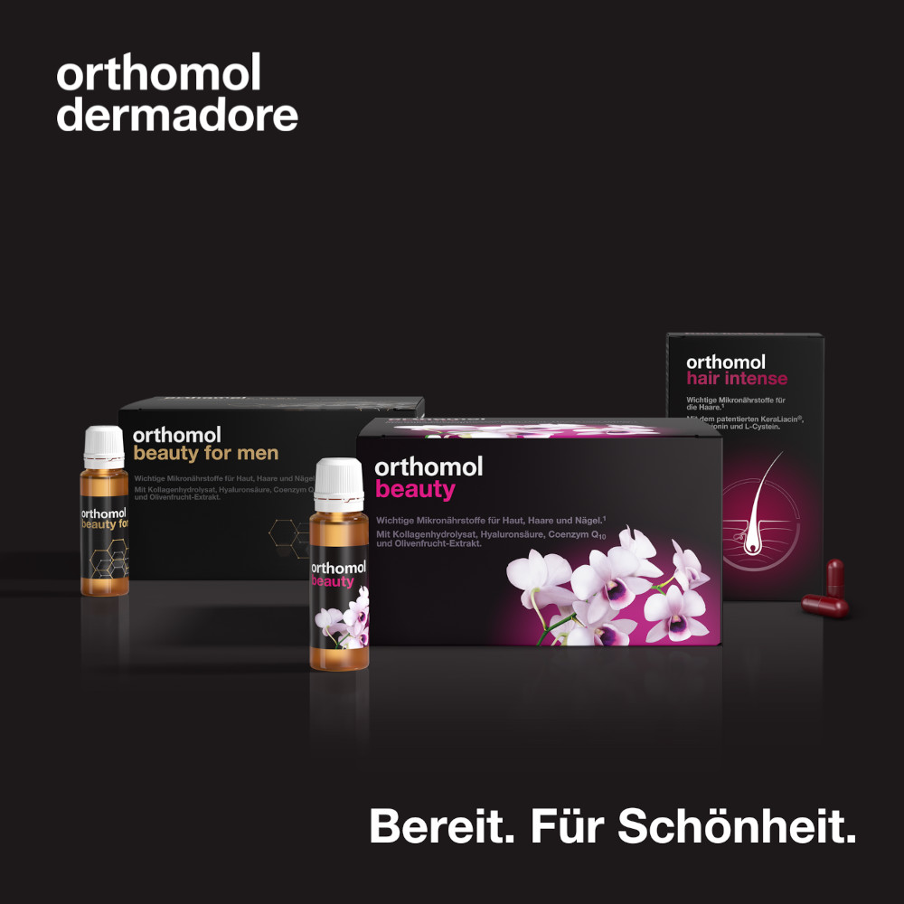 orthomol beauty for men - mit Hyaluronsäure, Kollagen und Coenzym Q10 - Trinkampullen