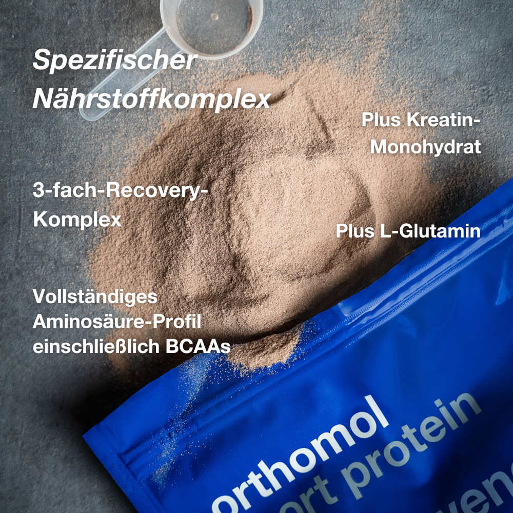 orthomol sport protein - Eiweißpulver mit Kreatin und BCAA - Schokoladen-Geschmack - Pulver