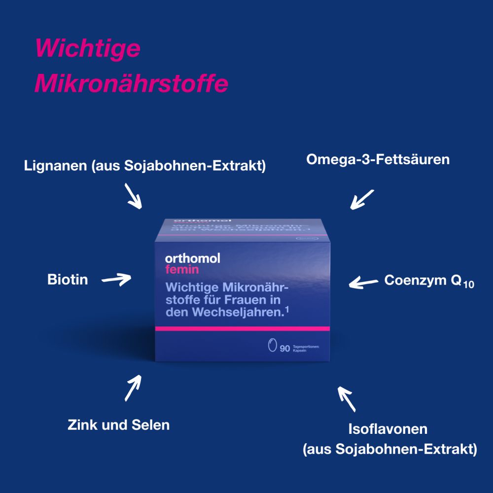 orthomol femin - Mikronährstoffe mit Biotin, Selen, Zink, Nachtkerzenöl, Coenzym Q10 - Kapseln