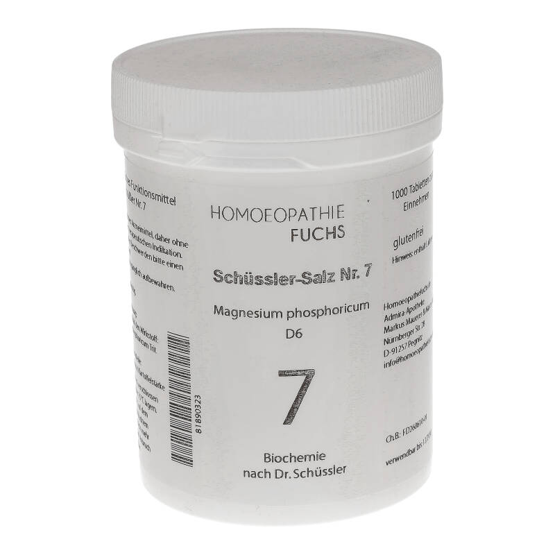 HOMOEOPATHIEFUCHS Schüssler-Salz Nummer 7 Magnesium phosphoricum D6 Biochemie 1000 St Tabletten