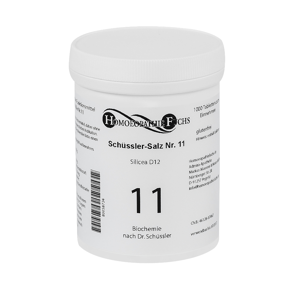 HOMOEOPATHIEFUCHS Schüssler-Salz Nummer 11 Silicea D12 Biochemie 1000 St Tabletten