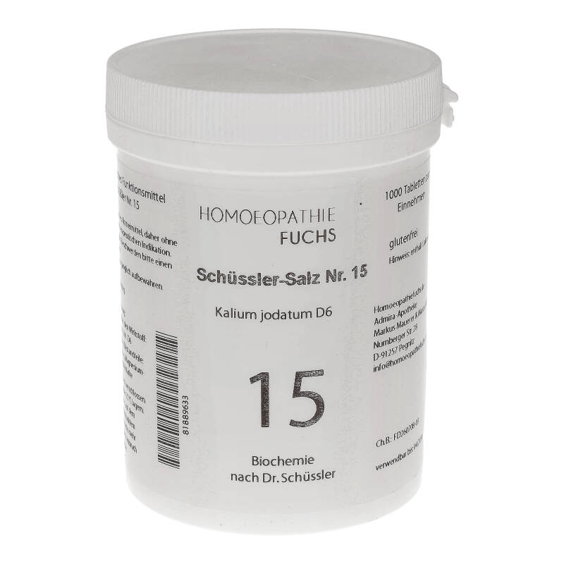 HOMOEOPATHIEFUCHS Schüssler-Salz Nummer 15 Kalium jodatum D6 Biochemie 1000 St Tabletten