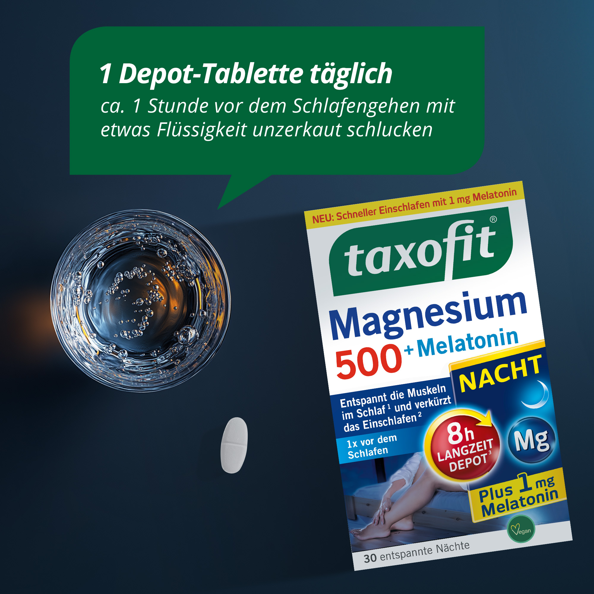 taxofit Magnesium 500 NACHT + MELATONIN 30 St Tabletten