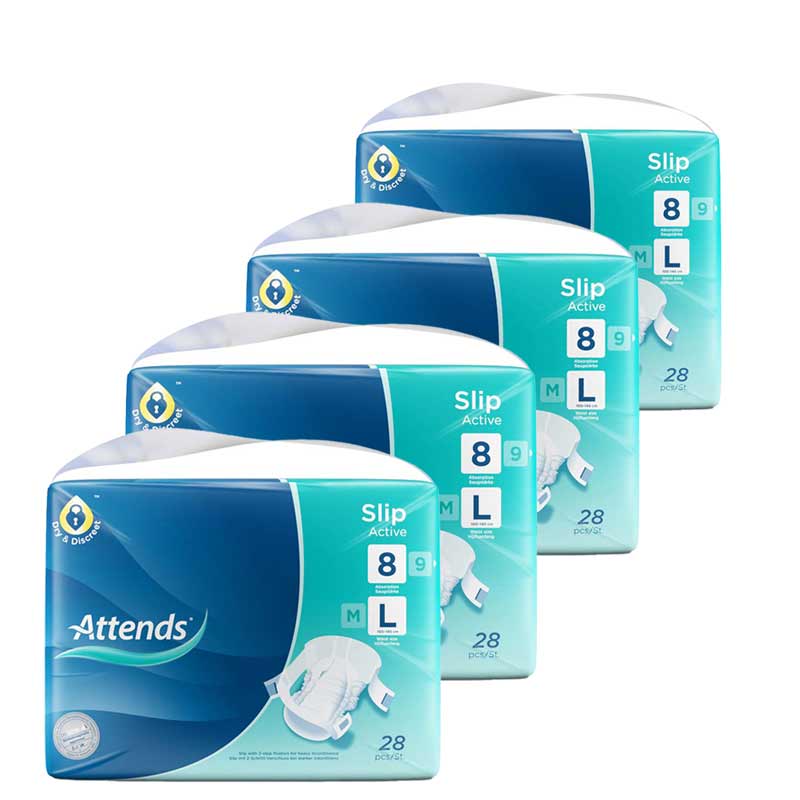 ATTENDS Slip Active 8 large 4X28 St