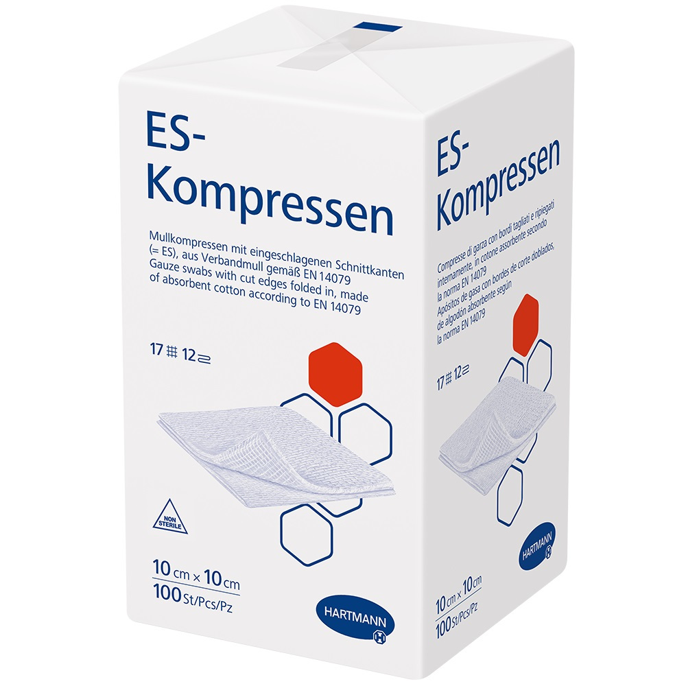 ES-KOMPRESSEN unsteril 10x10 cm 12fach 100 St Kompressen