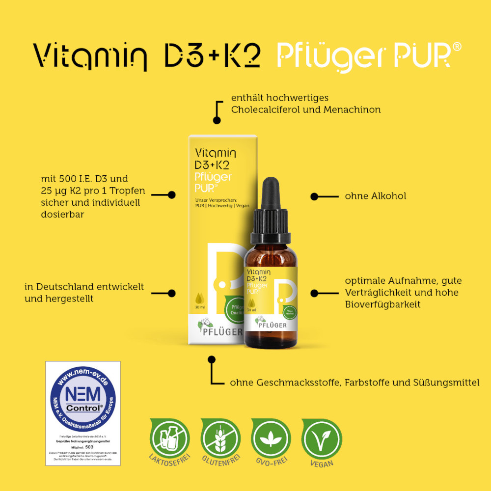Vitamin D3+K2 Pflüger PUR 30 ml Tropfen