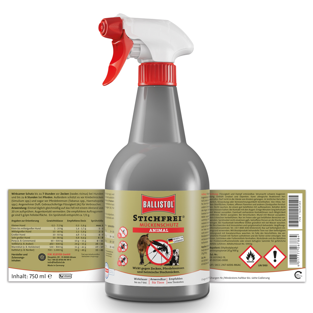 BALLISTOL STICHFREI Mückenschutz für Tiere 750 ml Spray