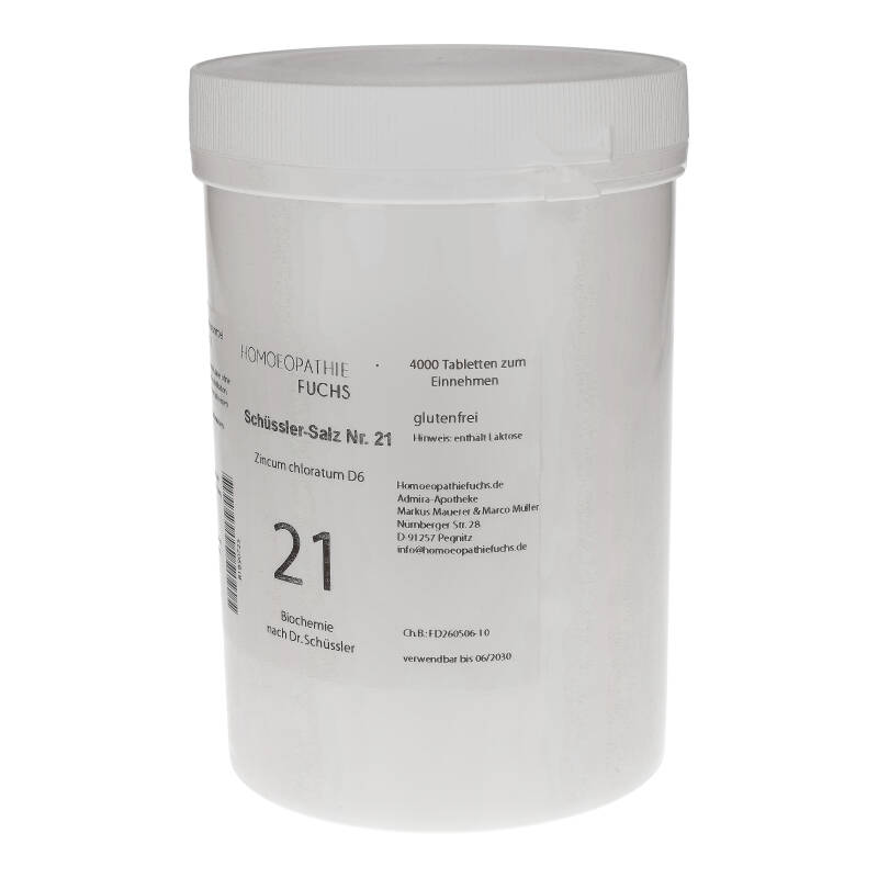 HOMOEOPATHIE FUCHS Schüssler-Salz Nummer 21 Zincum chloratum D6 Biochemie 4000 St Tabletten