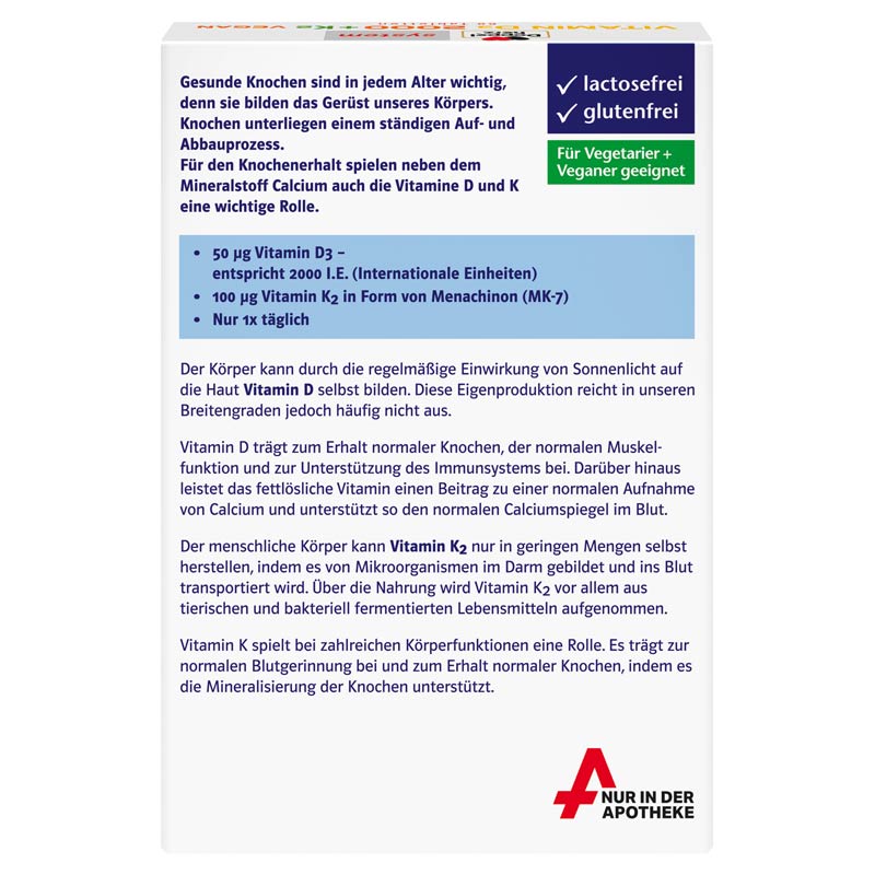 Doppelherz system VITAMIN D3 + K2 2000 I.E. vegan 60 St Tabletten