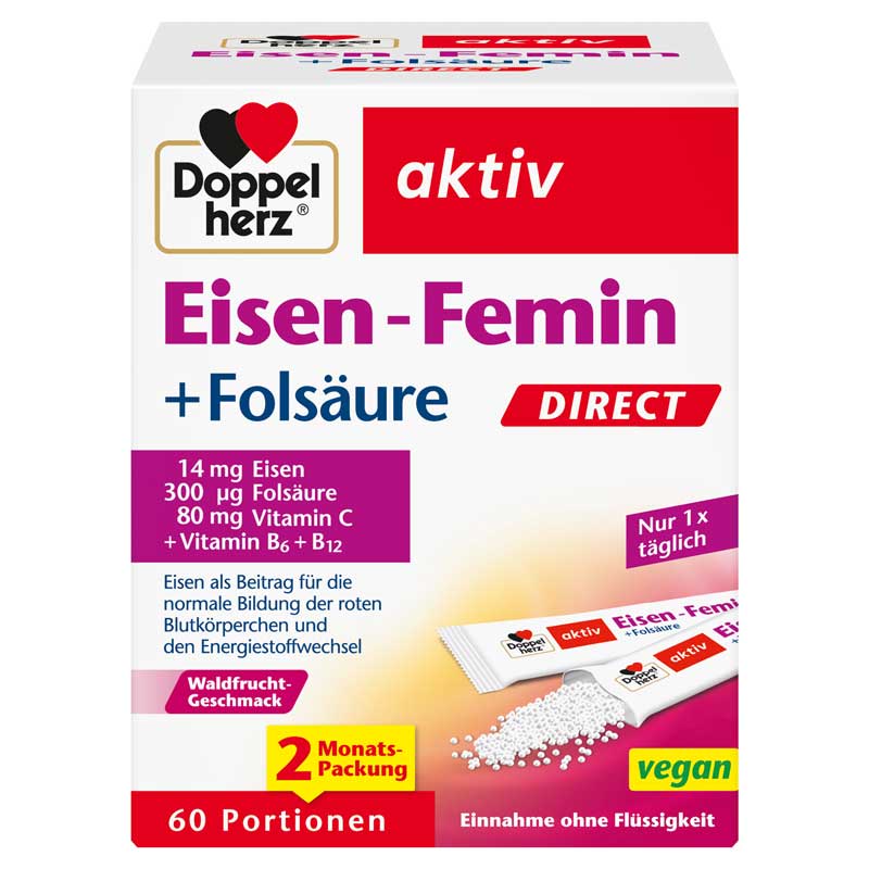 Doppelherz aktiv Eisen-Femin + Folsäure 60 St Pellets