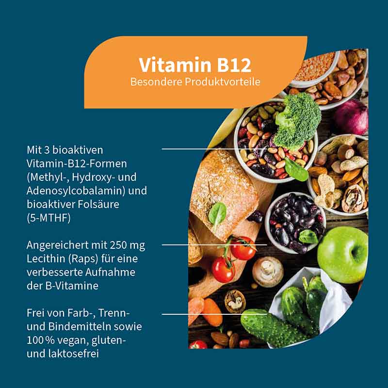 NatuGena Vitamin B12 3 bioaktive B12-Formen & bioaktive Folsäure 120 Kapseln 120 St Kapseln