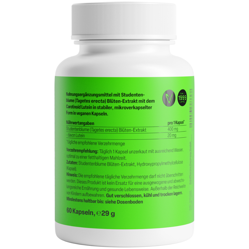 Zein PHARMA Mikroverkapseltes Lutein 20mg 60 St Kapseln