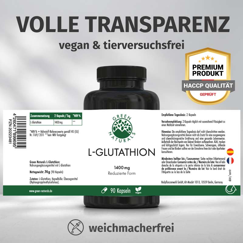 GREEN NATURALS L-GLUTATHION 1400 mg 90 St Kapseln