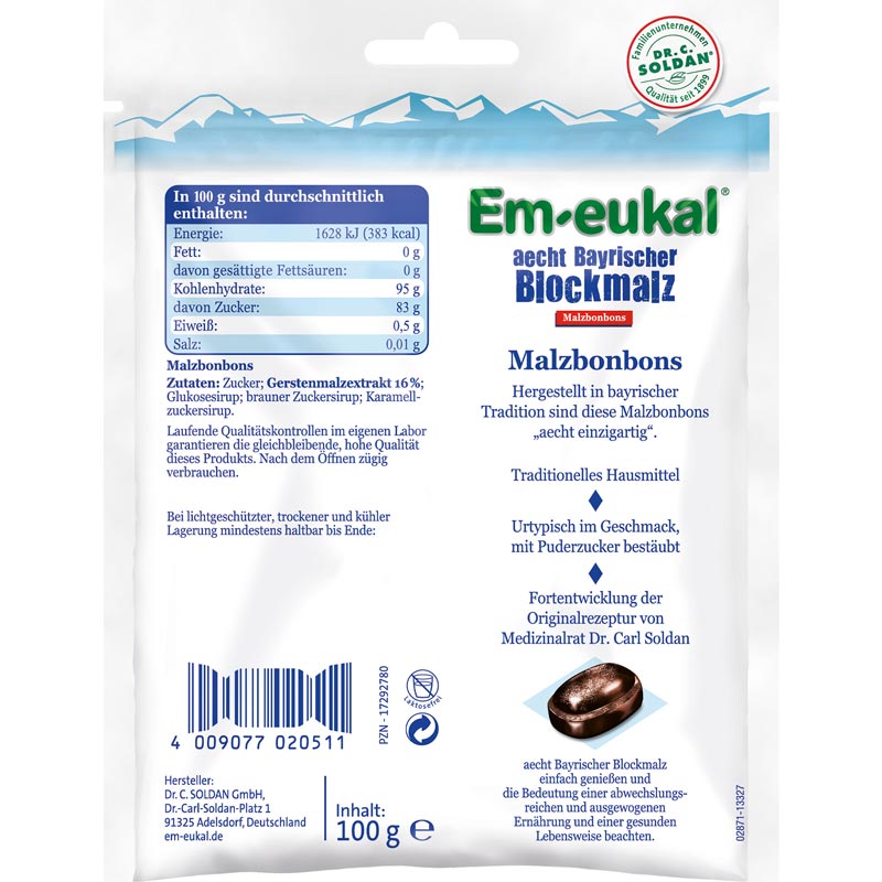 Em-eukal aecht Bayrischer Blockmalz 100 g Bonbons
