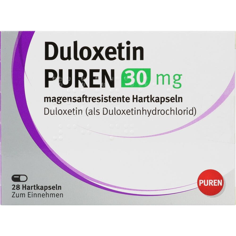 DULOXETIN PUREN 30 mg magensaftresist.Hartkapseln 28 St Magensaftresistente Hartkapseln