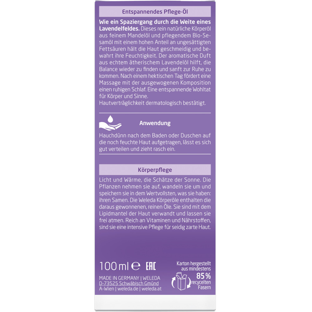 WELEDA Entspannendes Pflege-Öl LAVENDEL 100 ml Öl
