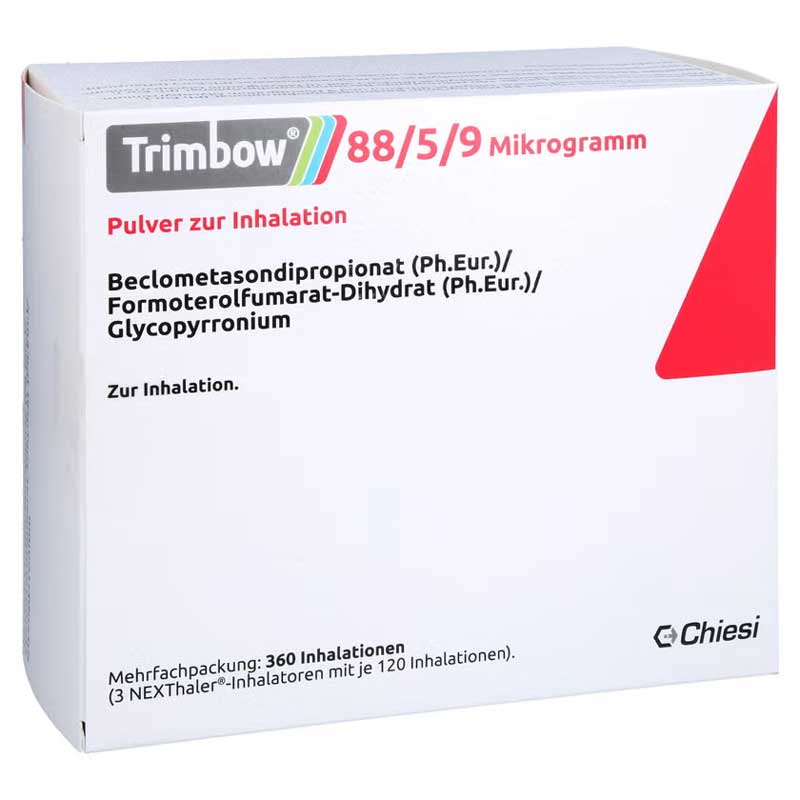 Trimbow 88/5/9 Mikrogramm Pulver zur Inhalation 3 St Inhalationspulver