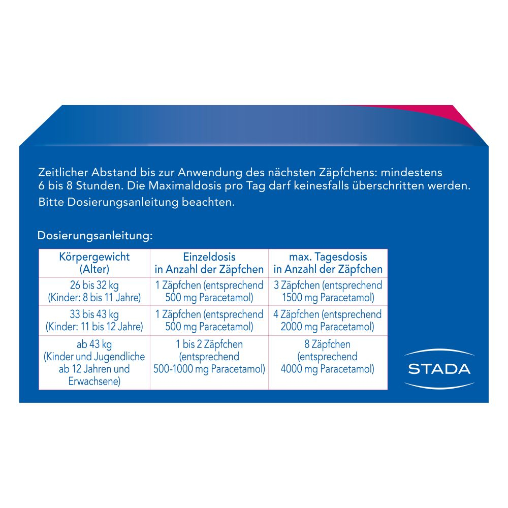 Paracetamol STADA 500mg 10 St Suppositorien