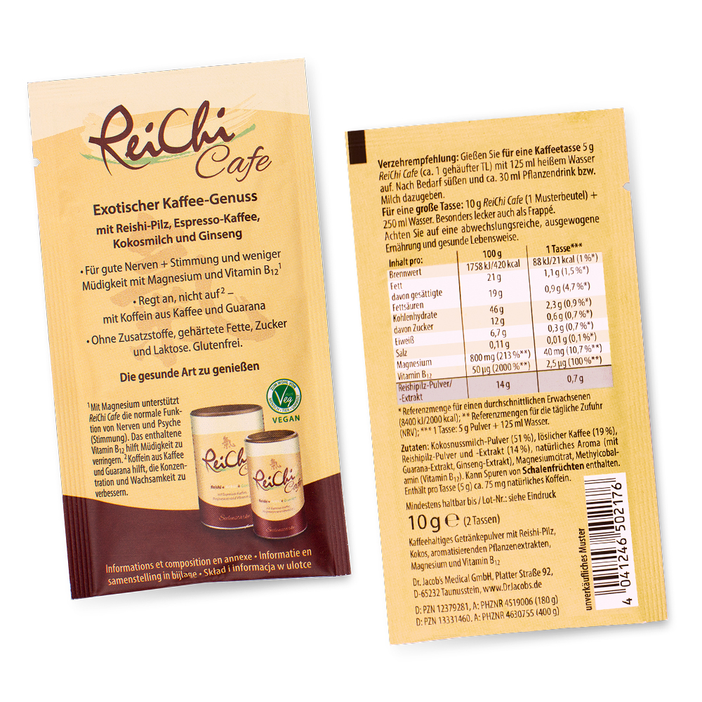 ReiChi Cafe Reishi-Pilz Espresso Kaffee Kokos vegan