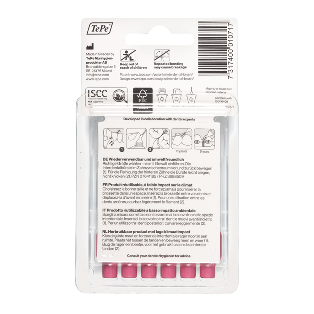 TEPE Interdentalbürste 0,4mm pink 6 St Zahnbürste