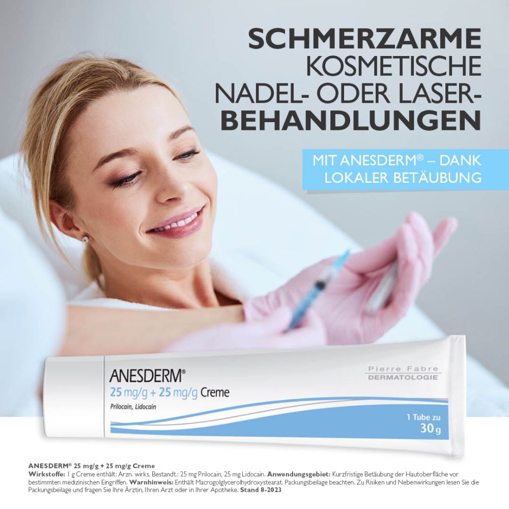 ANESDERM 25 mg/g + 25 mg/g Creme + 10 Pflaster 5X5 g Creme