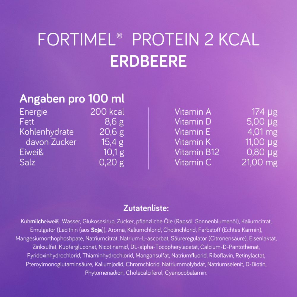 Fortimel Protein 2 kcal Erdbeere 4X200 ml Flüssigkeit