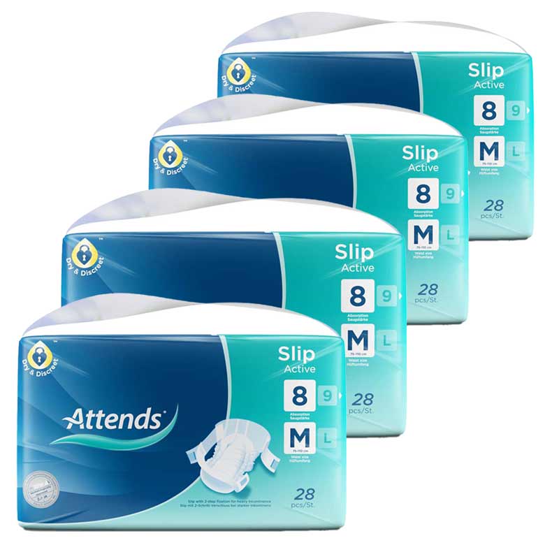 ATTENDS Slip Active 8 medium Box 4X28 St