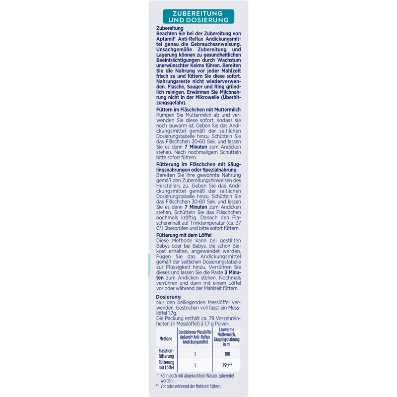 Aptamil ANTI-REFLUX ANDICKUNGSMITTEL 135 g Pulver