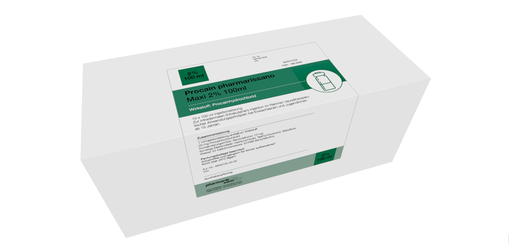 Procain pharmarissano maxi 2% 100ml 10X100 ml Injektionslösung